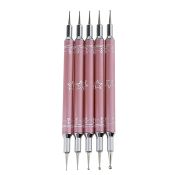

5 Pieces 2 Way Dotting Pen Nail Art Painting Drawing Manicure Dot Brush Set