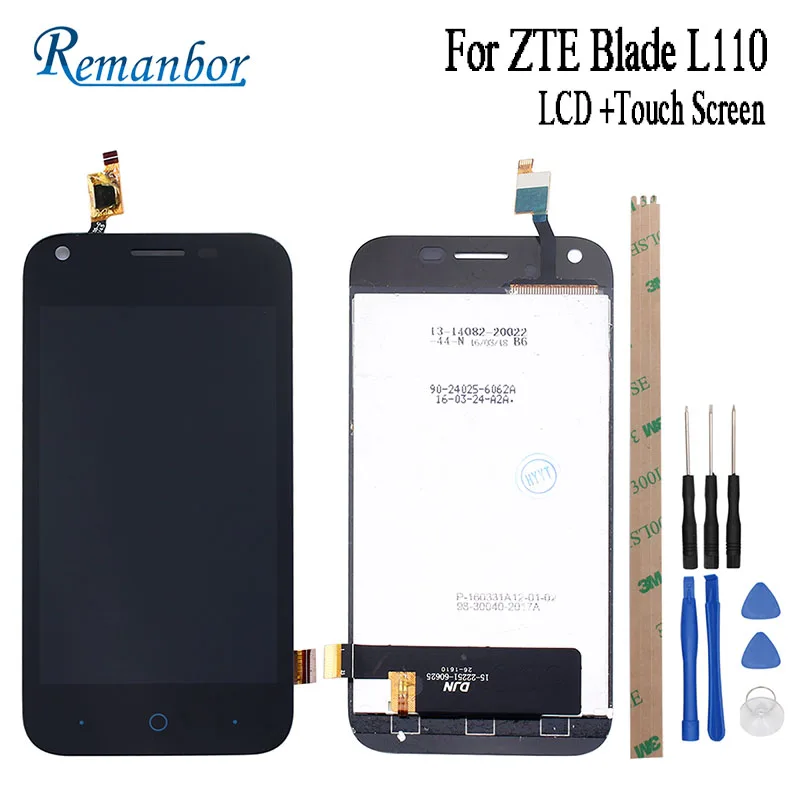

Remanbor For ZTE Blade L110 LCD Display And Touch Screen 4.0 " Assembly Repair Parts For ZTE Blade L110 With Tools And Adhesive