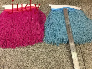 

lace fabric stock tassel 5 yards/bag ym312# 17 cm purple and light blue beaded tassel ribbons for sawing dress fringe trim