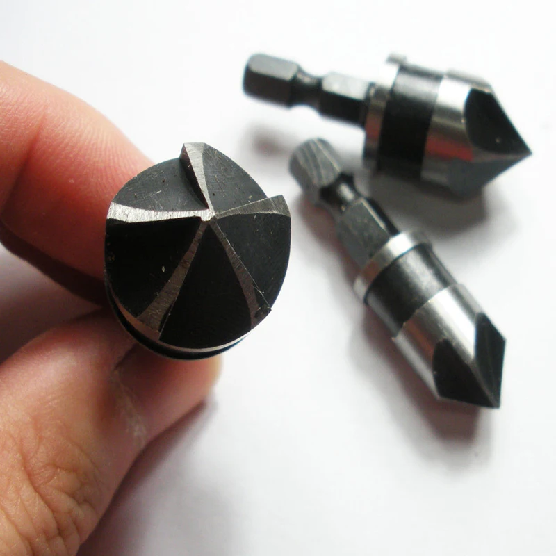 1/4 Hex Shank Countersink Drill Bit 5 Flute 90 Degree Woodworking Chamfer Counter Sinks 12-19mm Chamfering Debur Countersink