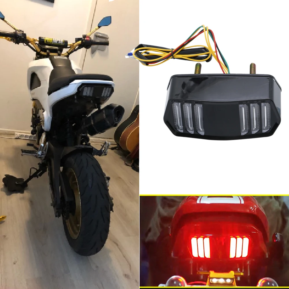 Smoked Lens QUASCO LED Brake Tail Light with Turn Signals Motorcycle Taillight Compatible with Honda Grom MSX125 CB650F CB650R CBR650F CTX700N 