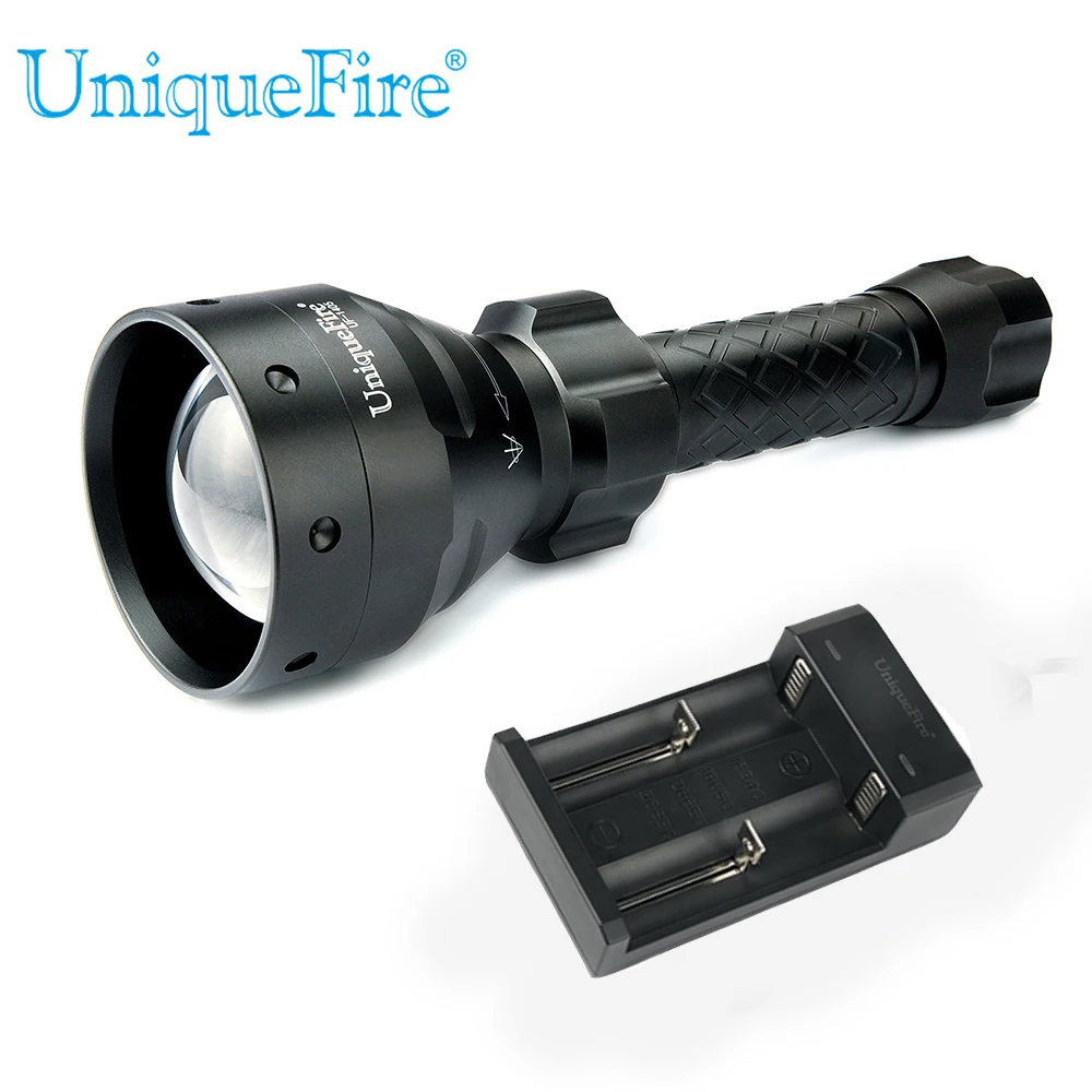 UniqueFire 1405 XM-L2 LED Flashlight High Power White Light Torch 67mm Convex Lens Torch+Two-Slot Charger For 2*26650/18650 UniqueFire 1405 XM-L2 LED Flashlight High Power White Light Torch 67mm Convex Lens Torch+Two-Slot Charger For 2*26650/18650