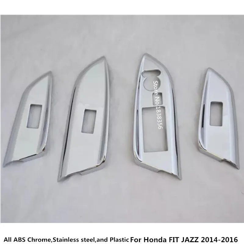 Для Honda FIT JAZZ ABS кузова автомобиля хром/углеродное волокно двери окна стекло панель подлокотник отделка кнопки выключателя подъема 4 шт