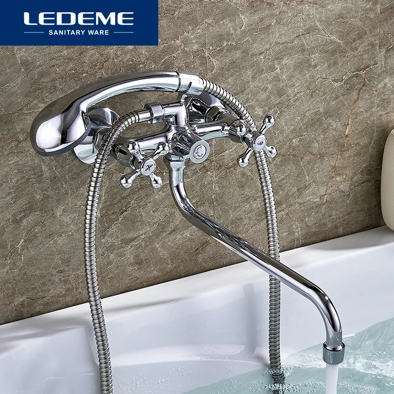 LEDEME Classic Bath Bathtub Faucets Long Trunk Bathroom Bathtub Mixer