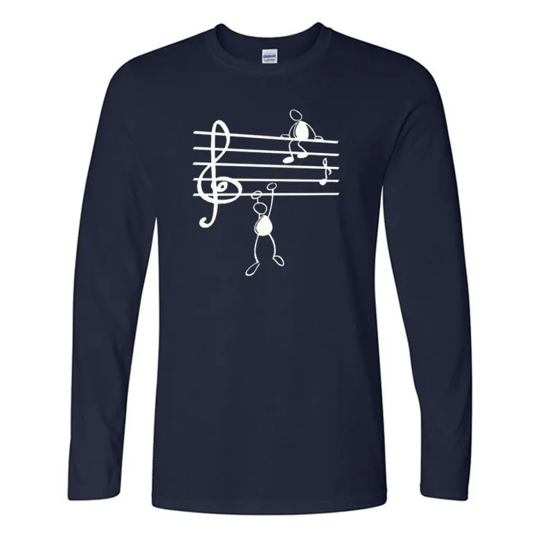 

Men Music Notes Funny Print T-shirt Style Cotton Long Sleeve O-Neck T Shirt Funny Tee Mans Top Clothing Loose Size