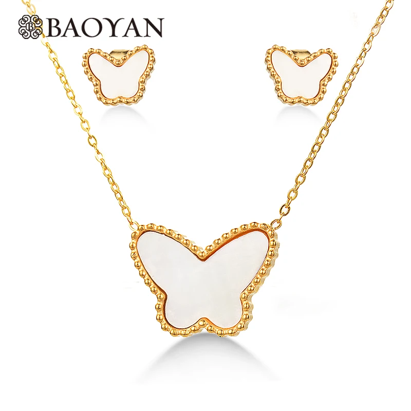 Baoyan золото/серебро/розовое золото Покрытие 316L ювелирный набор из нержавеющей