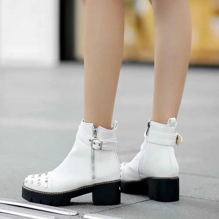 

Big Size 9 10 11 12 boots women shoes ankle boots for women ladies boots Side zipper with willow belt buckle
