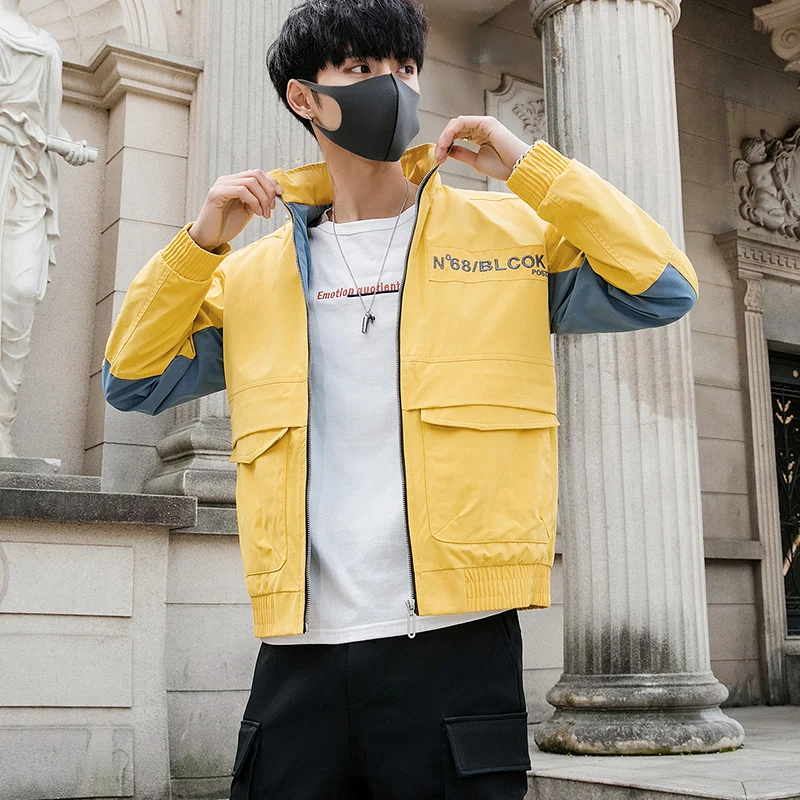 Brand New Men Jacket Spring 2019 Streetwear Mens Jackets and Coats Long Sleeve Front Big Pocket Design Windbreaker Jacket Men