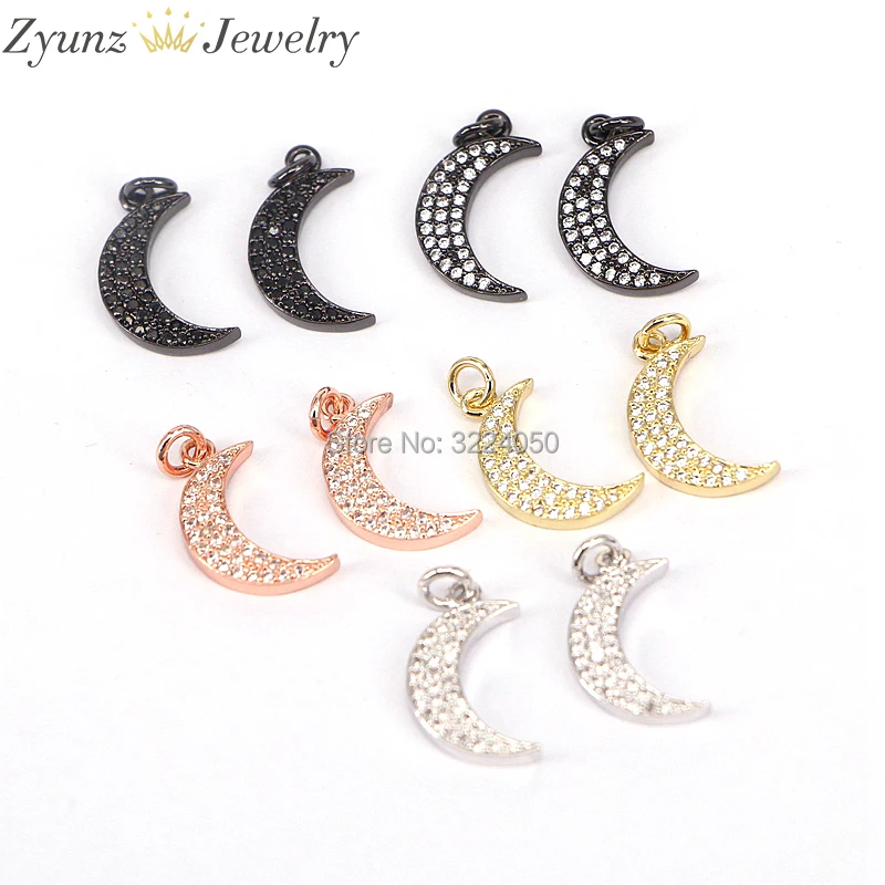 

10PCS ZYZ174-8776 Charm Crescent Moon Pattern Micro Pave CZ Fashion Women Pendant Jewelry Charms