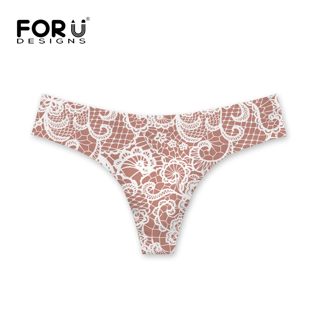 

FORUDESIGNS Thong Swimsuit Female G-string Lace 3D Printing Women Bikinis Bottom Swimming Trunks Sexy Swimwear Shorts Women