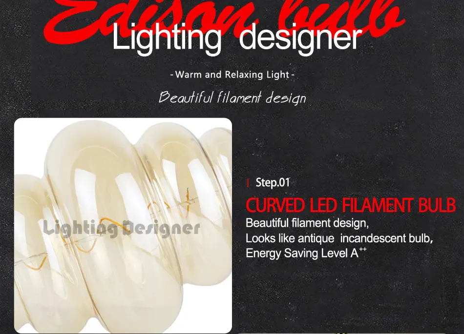 panal de miel Bombilla LED gigante de 4 W rosca Edison E27 LightingDesigner regulable 220/240 V