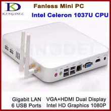 Новое поступление Intel Celeron 1037u Dual Core 1.8 ГГц мини-компьютер Тонкий клиент ПК, 2 ГБ Оперативная память 32 ГБ SSD, Wi-Fi, без вентилятора