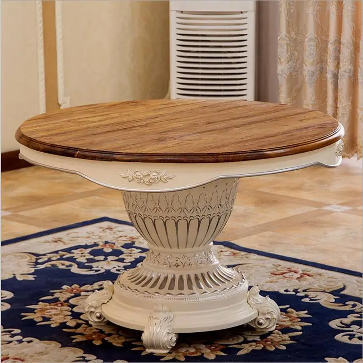 Modern Style Italian Dining Table, 100% Solid Wood Italy Style Luxury round Dining Table Set o1104