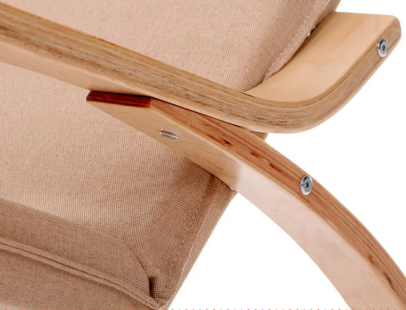 Modern Recliner Leisure Chair with Foot Rest Design, Comfortable Relax Wood Rocking Chair, Living Room Furniture, Fabric Cushion image 3