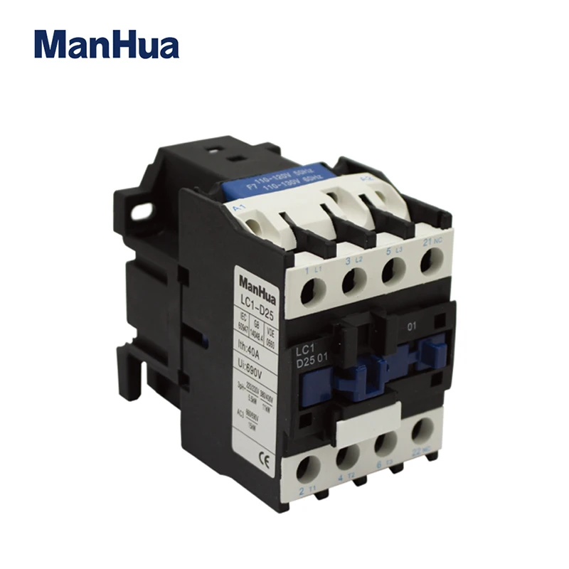 ManHua 3P+NO/NC 220V LC1 D25 Contactor 25A Silver AC Elevator