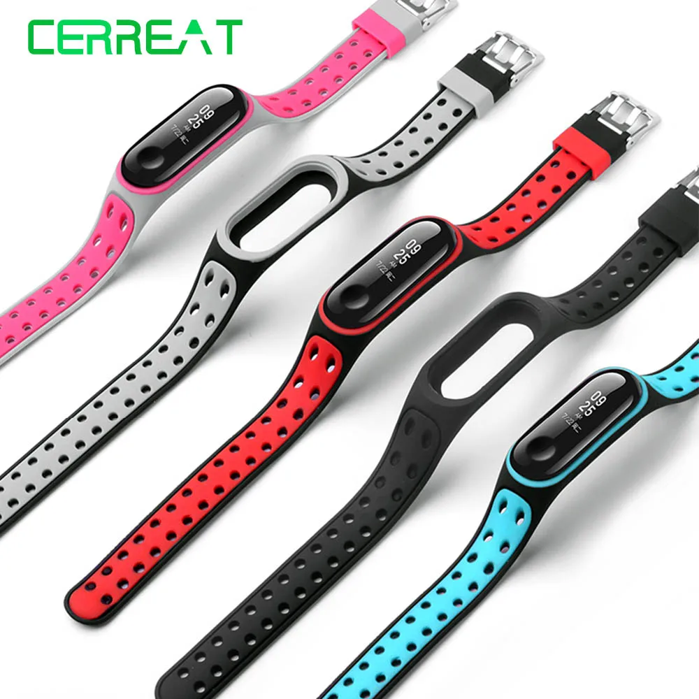 

Cerreat Smart Accessories Silicone Double Color wrist strap for mi band 3 Replacement watch Band for Xiaomi mi band 3 bracelet