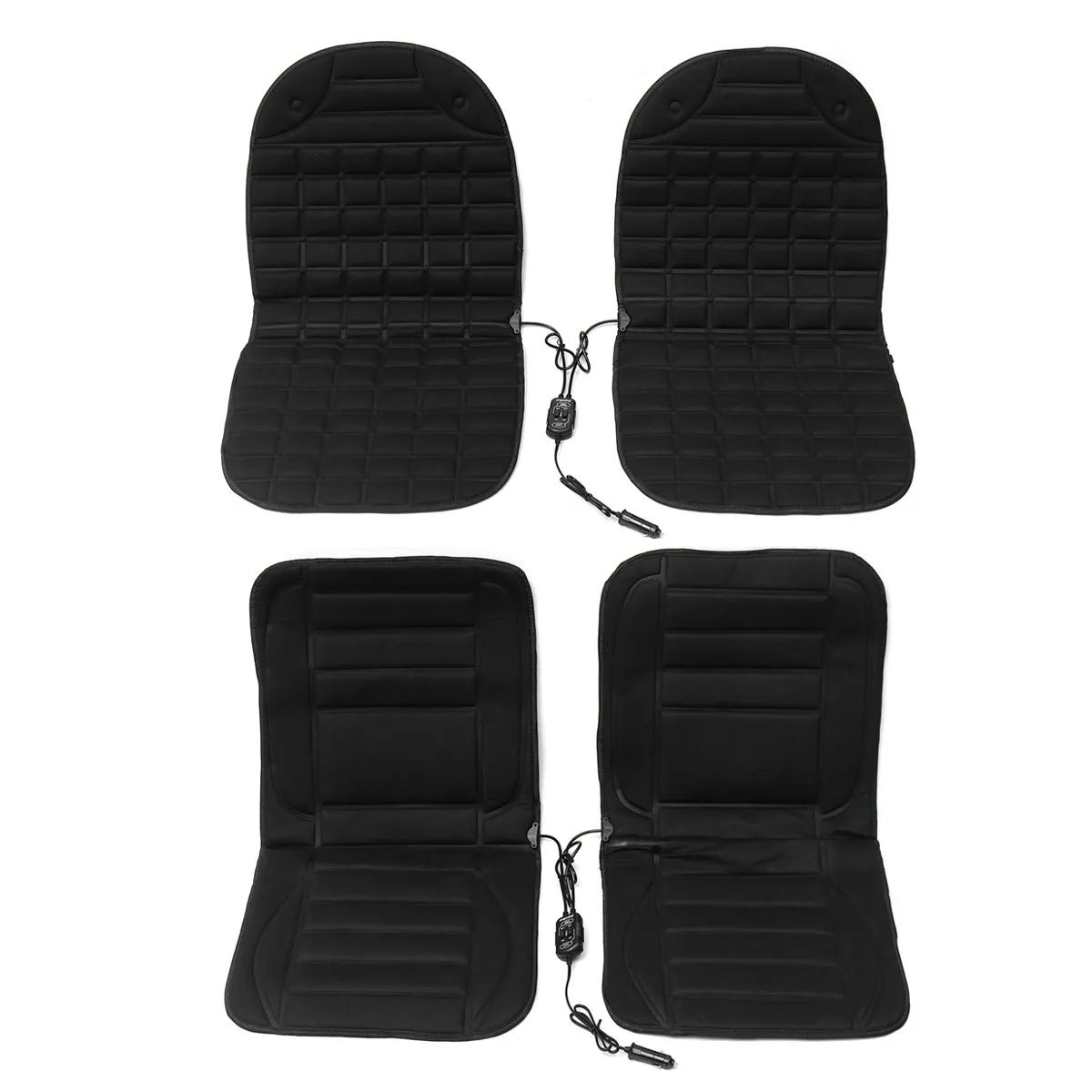 

2 Pcs Grid/Stripe Universal Thickening Heated Car Seat Cushion Chair Heater Warmer Cover 12V