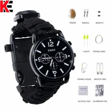 Набор для выживания на открытом воздухе походные часы многофункциональные аварийные инструменты часы компас свисток Рыболовный набор 7 ядро Паракорд Браслет