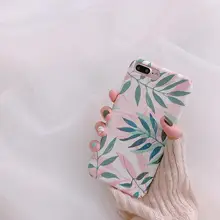 Pink Green Leaf Mobile Phone Case for IPhone7plus Apple X/8/6/6s iphone 7 case iphone 6 case iphone x case leaf print iphone case