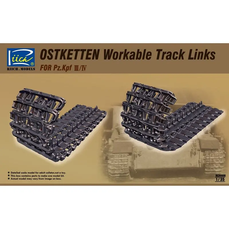 

Riich Models RE30008 1/35 Ostketten Workable Track Links for Pz.Kpf III/IV - Scale Model Kit