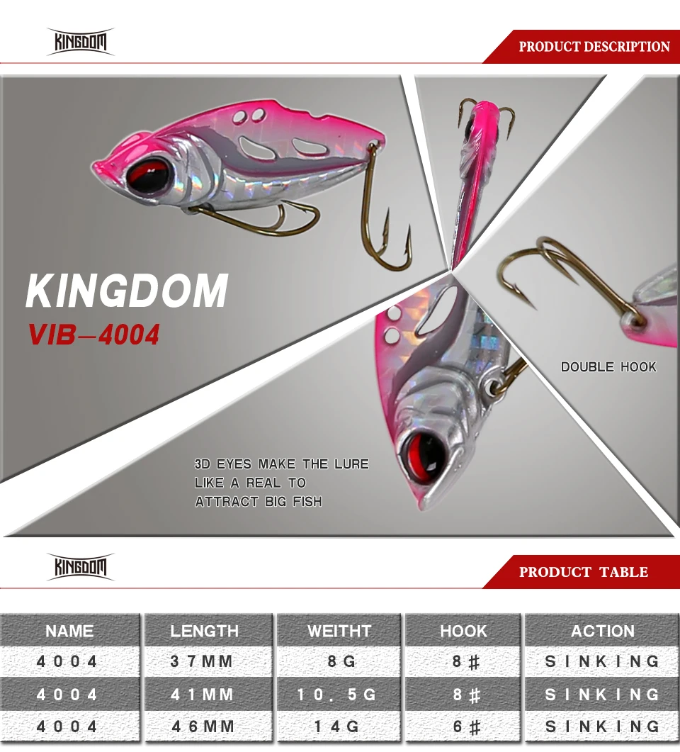 Kingdom Multi Fishing Lures Metal VIB Spoon Bait 8g37mm 10.5g41mm 14g46mm Sinking Fishing Tackle Pesca Artificias Baits Model 4004 (1)