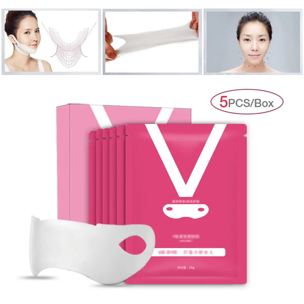 

5PCS V Line Mask Neck Face Lifting Mask Chin Up Patch Double Chin Reducer Contour Tightening Firming Moisturizing Shape Face Tap