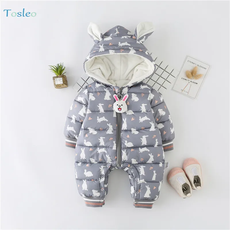 

Winter Baby Clothing Funny Animal Print Cotton Paded New Born Outfits Thick Warm Infant Clothes 0-2Y Rompers Girls