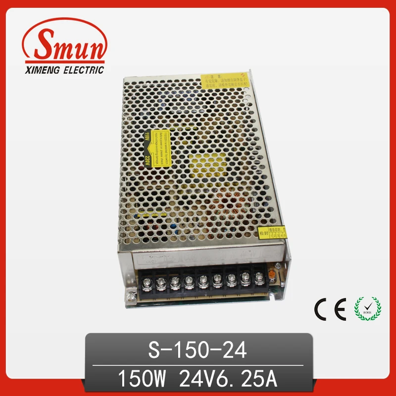 S-150-24 AC 110V/220V DC 24V 스위칭 LED 전원 공급 장치 6A 150W 전압 드라이버
