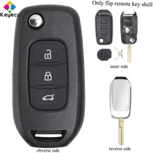 KEYECU Replacement Flip/ Folding Remote Car Key Shell Case – 3 Buttons & Uncut Blade – FOB for Renault Kadjar Koleos 2017
