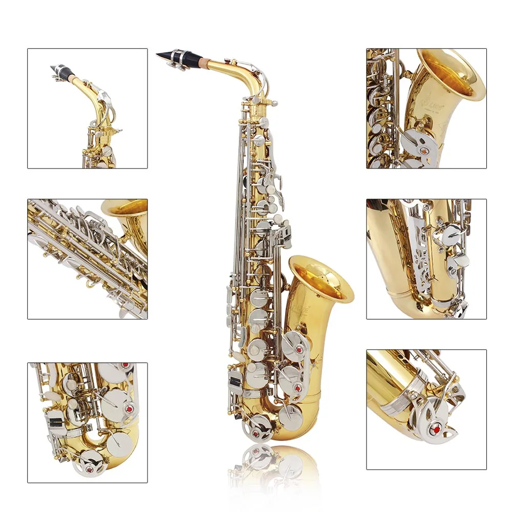 Альт саксофон LADE Sax с глянцевой латунной гравировкой Eb E Flat натуральный белый