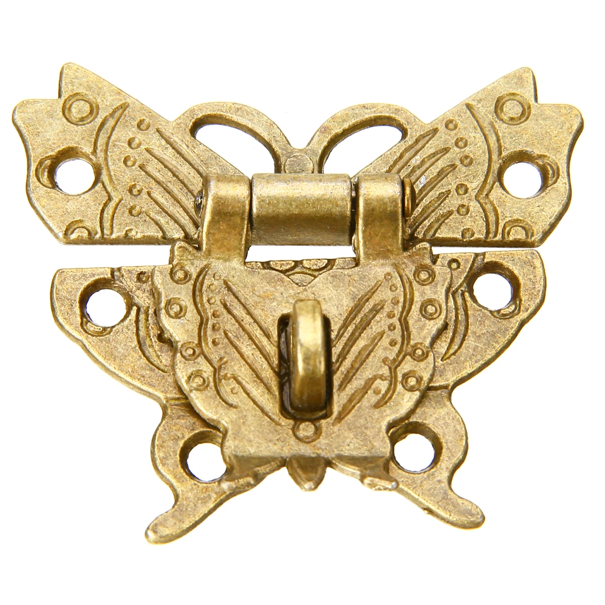 Retro Chic Butterfly Latch Catch Lock Vintage Alloy Wooden Jewelry Box Case Hasp Lock For Box Bag Surface Decor