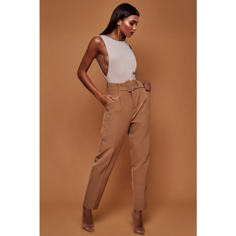 

Brand New Fashion Women Office Lady Pants High Waist Loose Casual Solid Ruffle Trousers OL