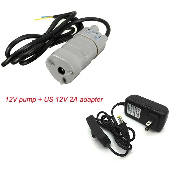 12 V-24 V DC водяной насос на солнечных батареях аквариум три провода погружной Электрический мини-насос - Цвет: US 12V 2A adapter