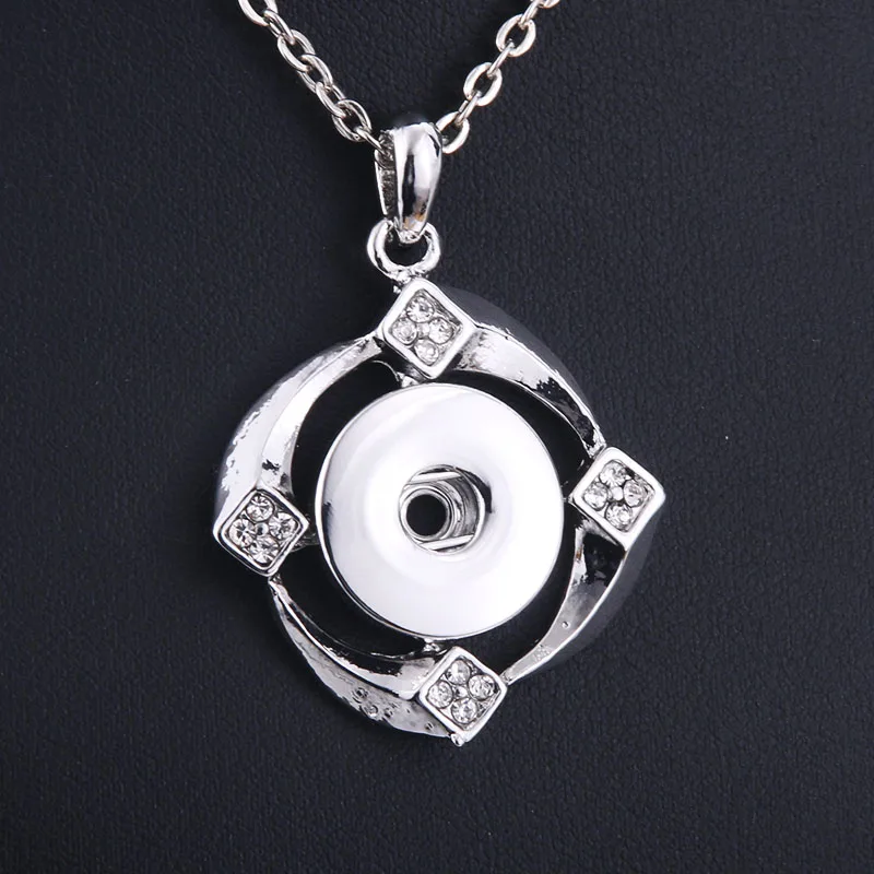 New Snap Jewelry Rhinestone 18mm Snap Button Necklace with 60cm Chains