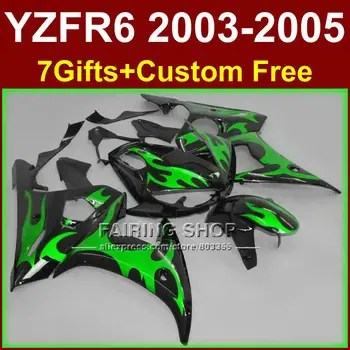 

Green black body parts for YAMAHA 2003 2004 2005 fairings YZF R6 100% fit fairing kit r6 03 04 05 +7gifts J7R4