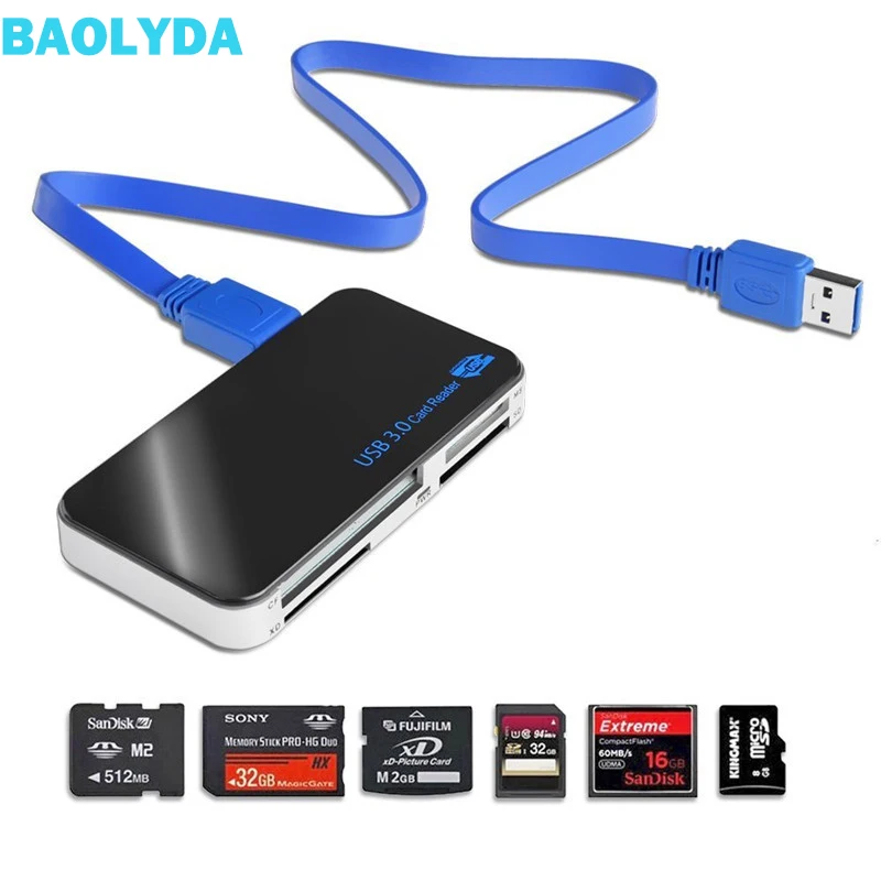 

Baolyda Micro USB Card Reader 3.0 SD/TF Cardreader USB 3.0 All in One SD/Micro SD/TF/CF/MS Compact Flash Smart USB Card Adapter