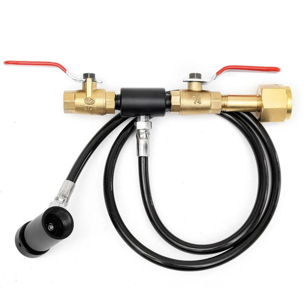 

Paintball CO2 Fill Station Tank Bottle Refill Filler Dual Valve Lever 36" Hose