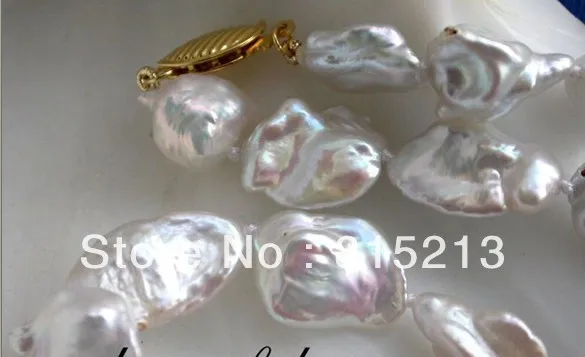 

ddh00234 16" 18mm white baroque keshi reborn pearl necklace