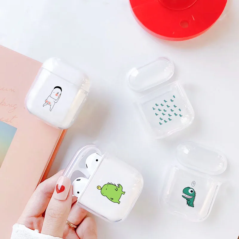 

LAUGH LIFE Hard Earphone Case For Apple Airpods Case Cover Cute Cartoon Fun Dinosaur Clear Luxury Earphone Case For Airpods Case