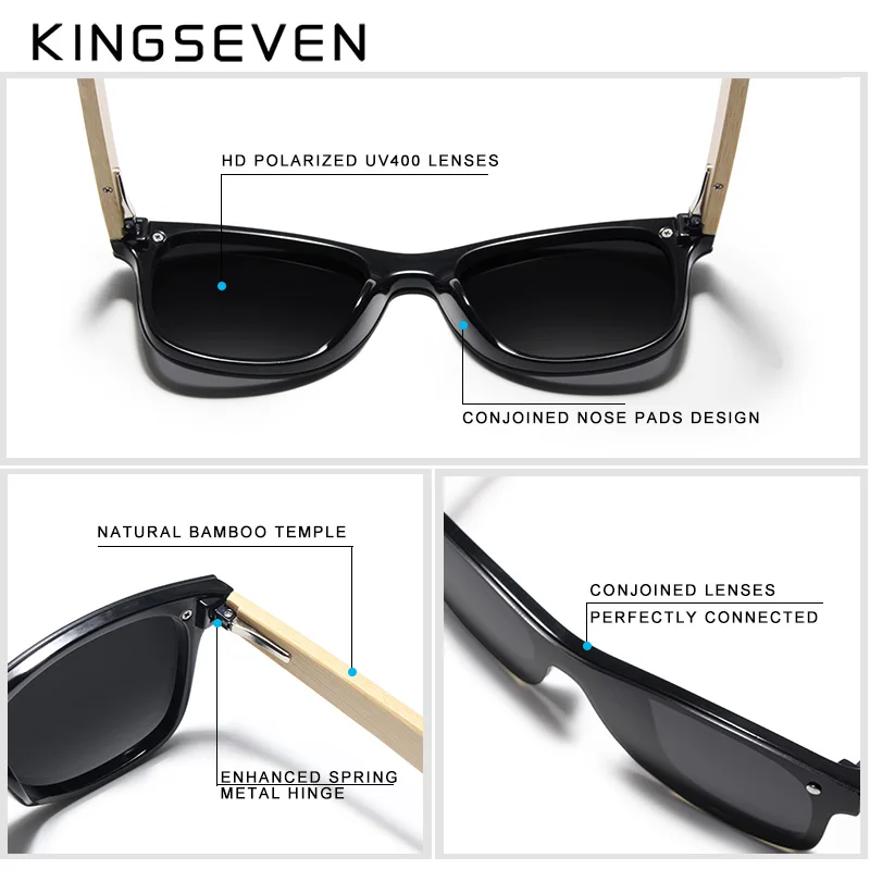 Kopen KINGSEVEN 2019 Luxe Ontwerp Vintage Bamboe Houten Zonnebril Handgemaakte Gepolariseerde Spiegel Mode Brillen Glazen Houten Doos