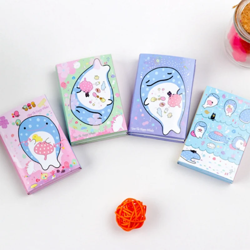 

1Pcs Cute Cartoon Whale 6 Folding Memo Pad Sticky Notes Memo Notepad Gift Stationery Supplies Style Random