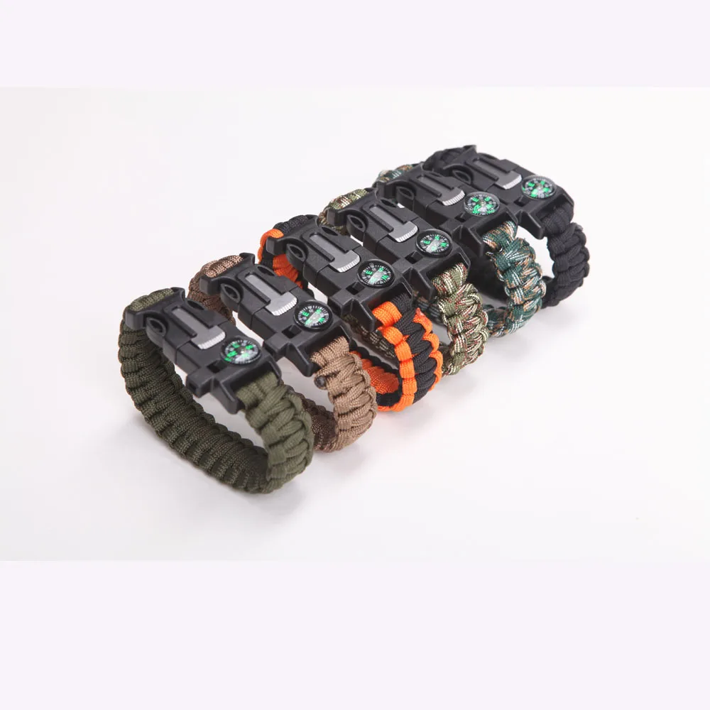 

Mix Colors 6pcs a lot Parachute Cord Emergency Paracord Camping Safety Survival Bracelet With Whistle Buckle 7 strands paracord