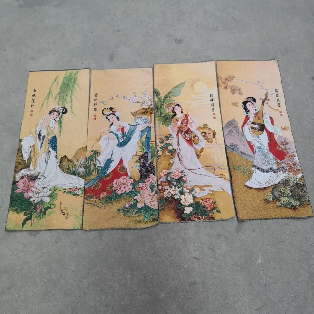 

China Four screen painting Thangka embroidery embroidered silk tapestry embroidery Classical Four Beauties painting