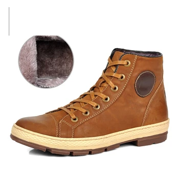 

Nice Winter Genuine Leather Ankle Boots For Men Keep Warm Fashion Snow Boots With Fur Plus Size