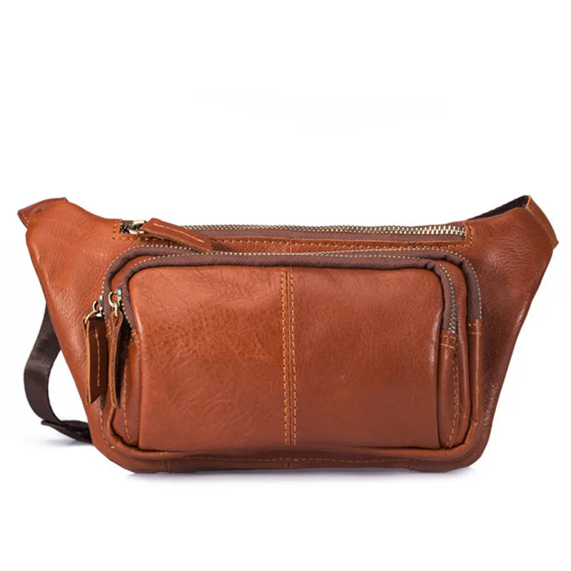 

Men's leather bags, ladies' crazy bags, ladies' multifunctional waist bag fashion sports bag 8179