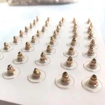 

100 pcs DIY Craft Accessories Silicon Stud Earring Back Stoppers Ear Post Nuts Jewelry Findings Components Gold Silver color