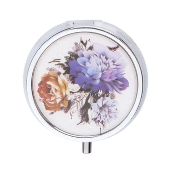 

Square & Round Pill Box Pocket Medicine Tablet Holder Organizer Container Case for Purse, Random Pattern, 2 Packs