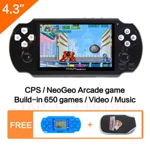 64Bit Handheld Game Console 4.3” Video Game Console Built-in 650 for CPS/NEOGEO/GBA/SNES/NES/SMD/SMS/GG Games Mp5 Player