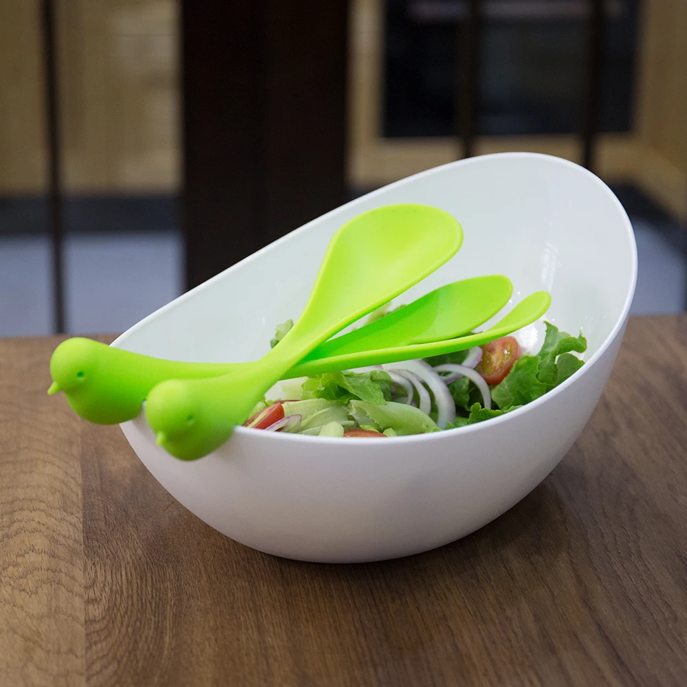 Extra Large Salad Bowl with Creative Fork & Spoon, Kitchen Tools of