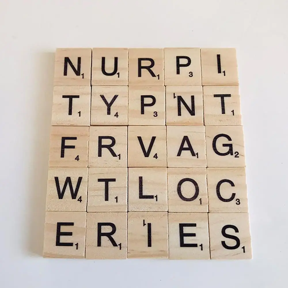 

100Pcs/Set Wooden Scrabble Tiles Alphabets Letters Crafts Educational Kids Toy